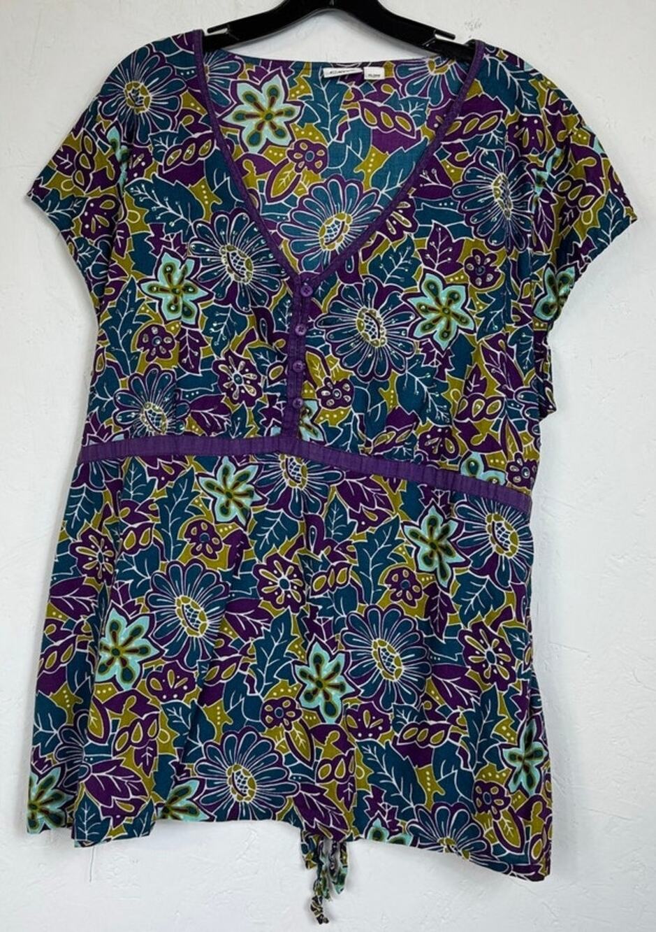 Cato Blue Short Sleeve Blouse Women's 26/28W